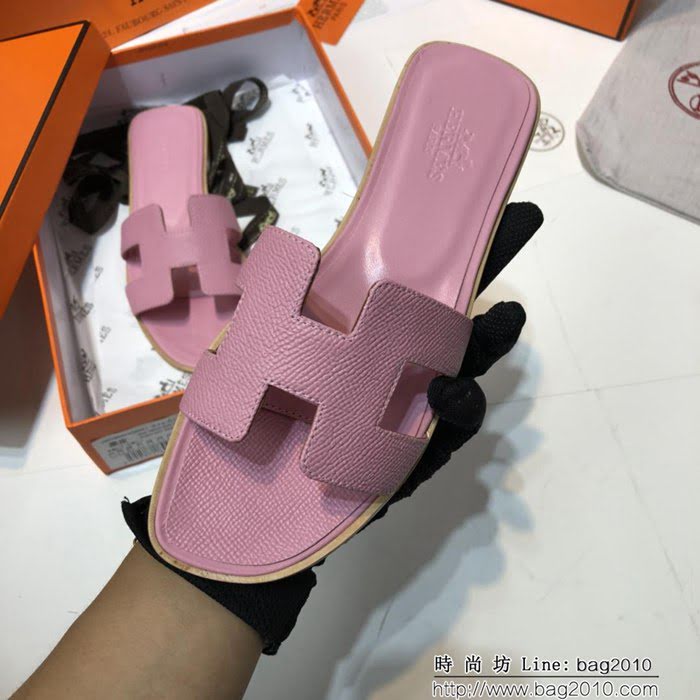 HERMES愛馬仕 頂級品質 2018手掌紋系列 貴婦拖鞋 休閒百搭款 真皮底女拖鞋  dsX1415